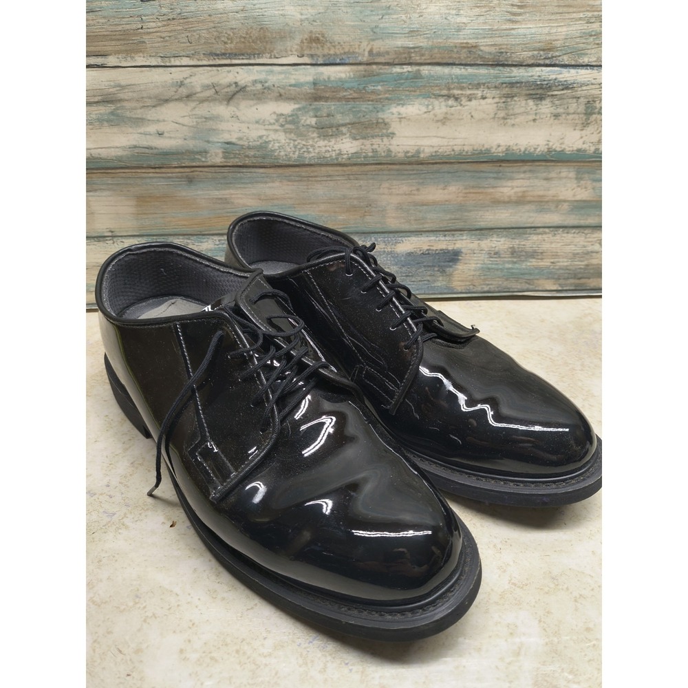 Bates Black‎ Shiny Lace-Up Vibram Military Dress Shoes, Size 10 E Formal Wedding